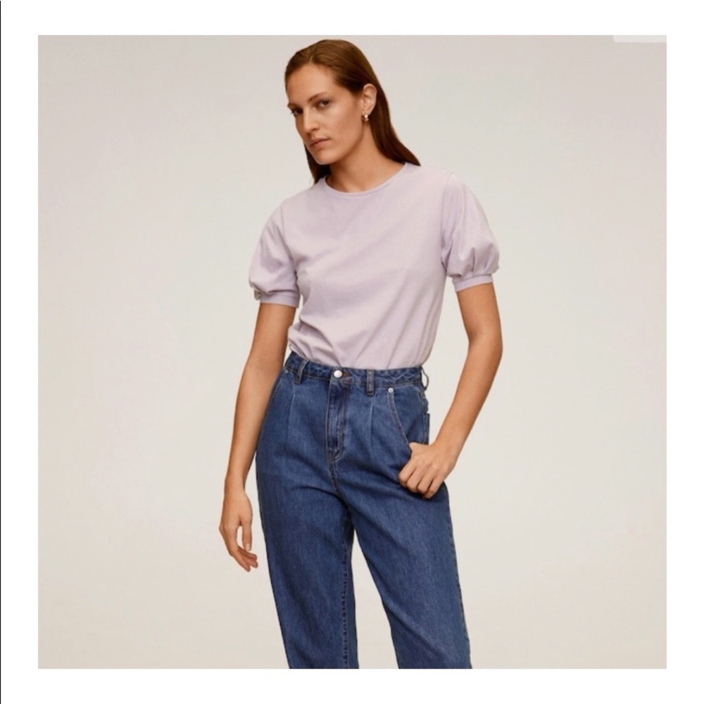 Mango lilac puff sleeve shirt